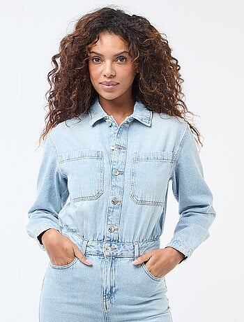 Macacão de ganga de mangas compridas