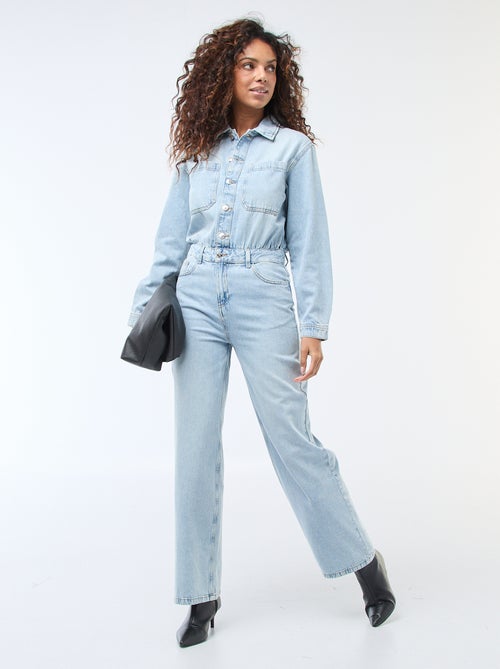 Macacão de ganga de mangas compridas - Kiabi