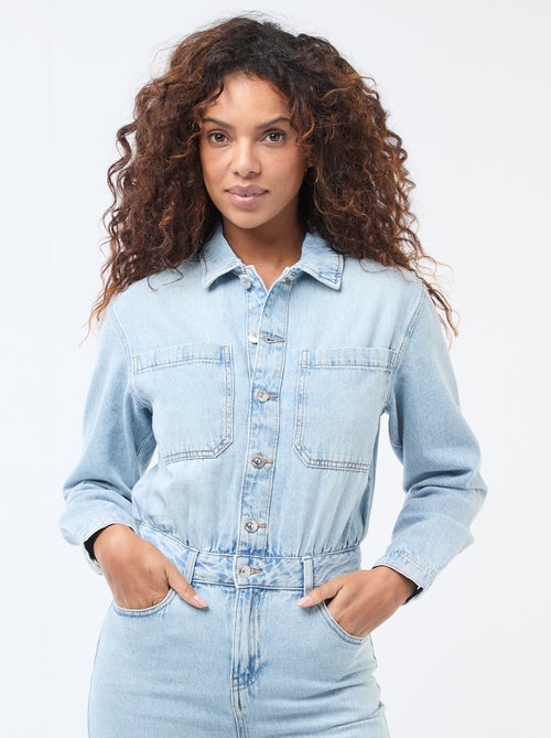 Macacão de ganga de mangas compridas - Kiabi