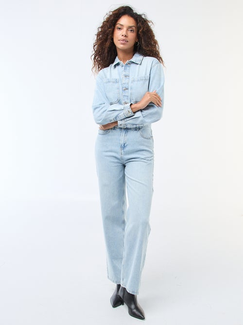 Macacão de ganga de mangas compridas - Kiabi