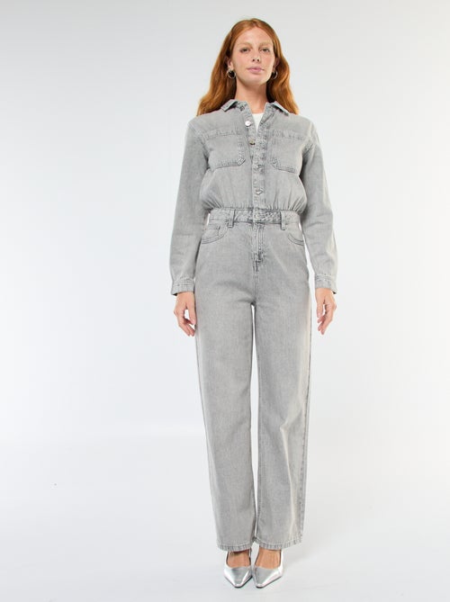 Macacão de ganga de mangas compridas - Kiabi