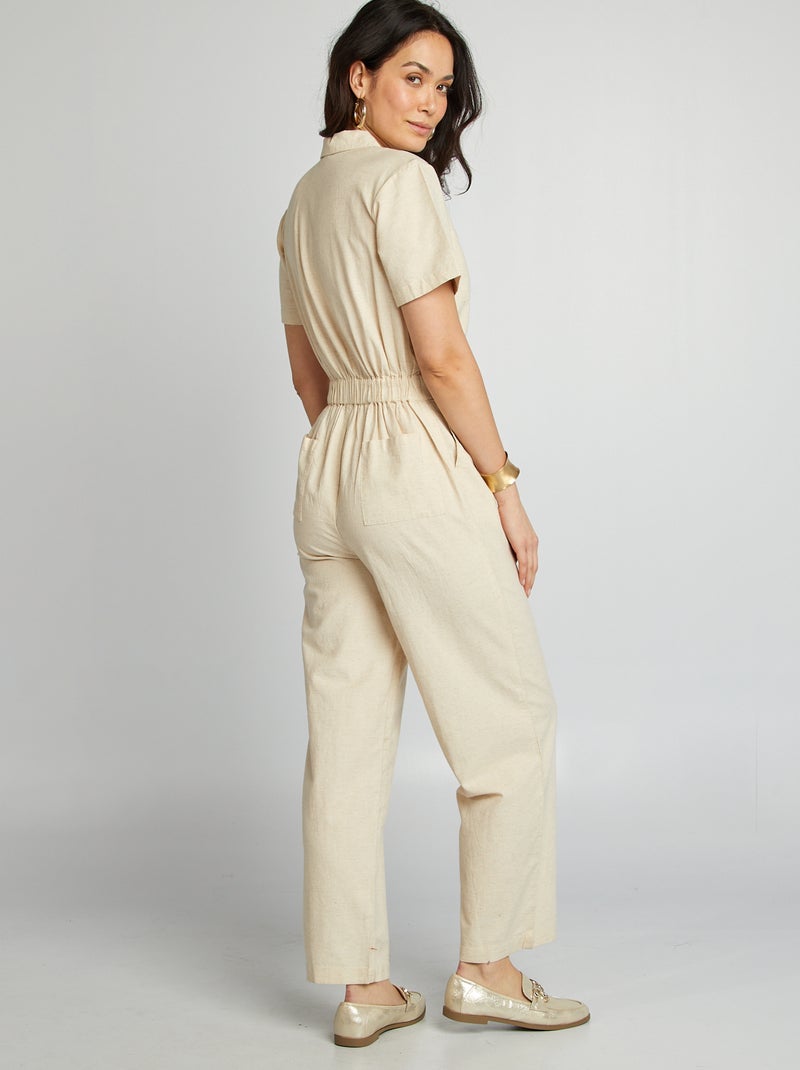 Macacão de manga curta com bolsos BRANCO - Kiabi