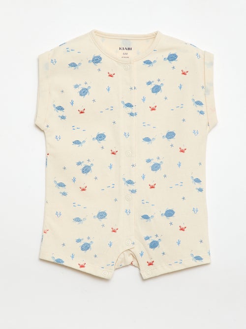 Macacão de manga curta com padrão - Kiabi