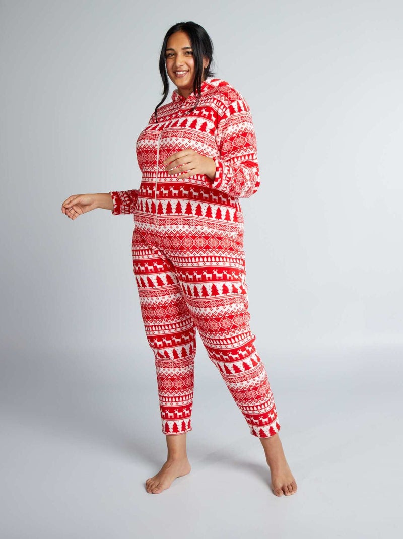 Macacão de Natal em malha polar Vermelho/ Branco - Kiabi