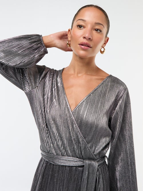 Macacão de perna larga em malha plissada - Kiabi