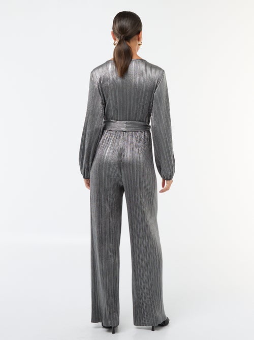 Macacão de perna larga em malha plissada - Kiabi