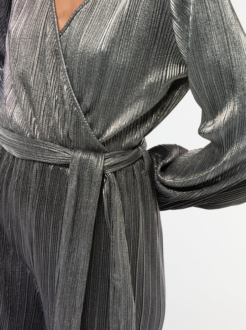 Macacão de perna larga em malha plissada - Kiabi