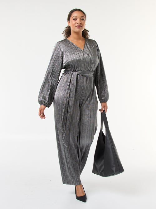 Macacão de perna larga em malha plissada - Kiabi