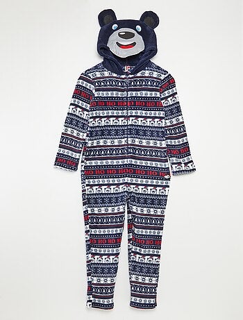Macacão de pijama de Natal com capuz com estampa
