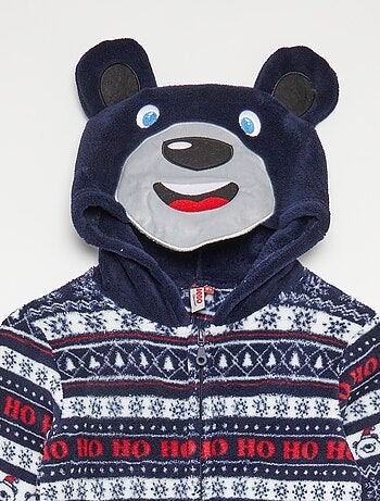 Macacão de pijama de Natal com capuz com estampa