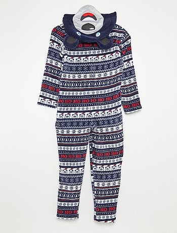Macacão de pijama de Natal com capuz com estampa