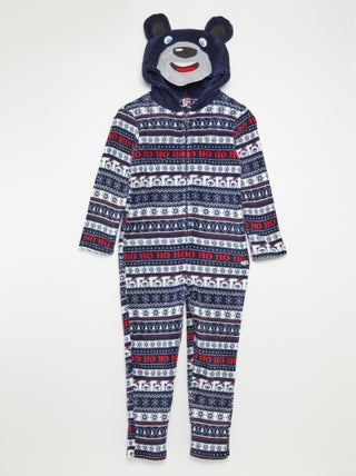 Macacão de pijama de Natal com capuz com estampa