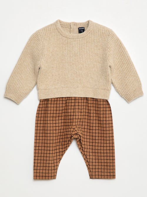 Macacão de Tricô e Flanela - Kiabi