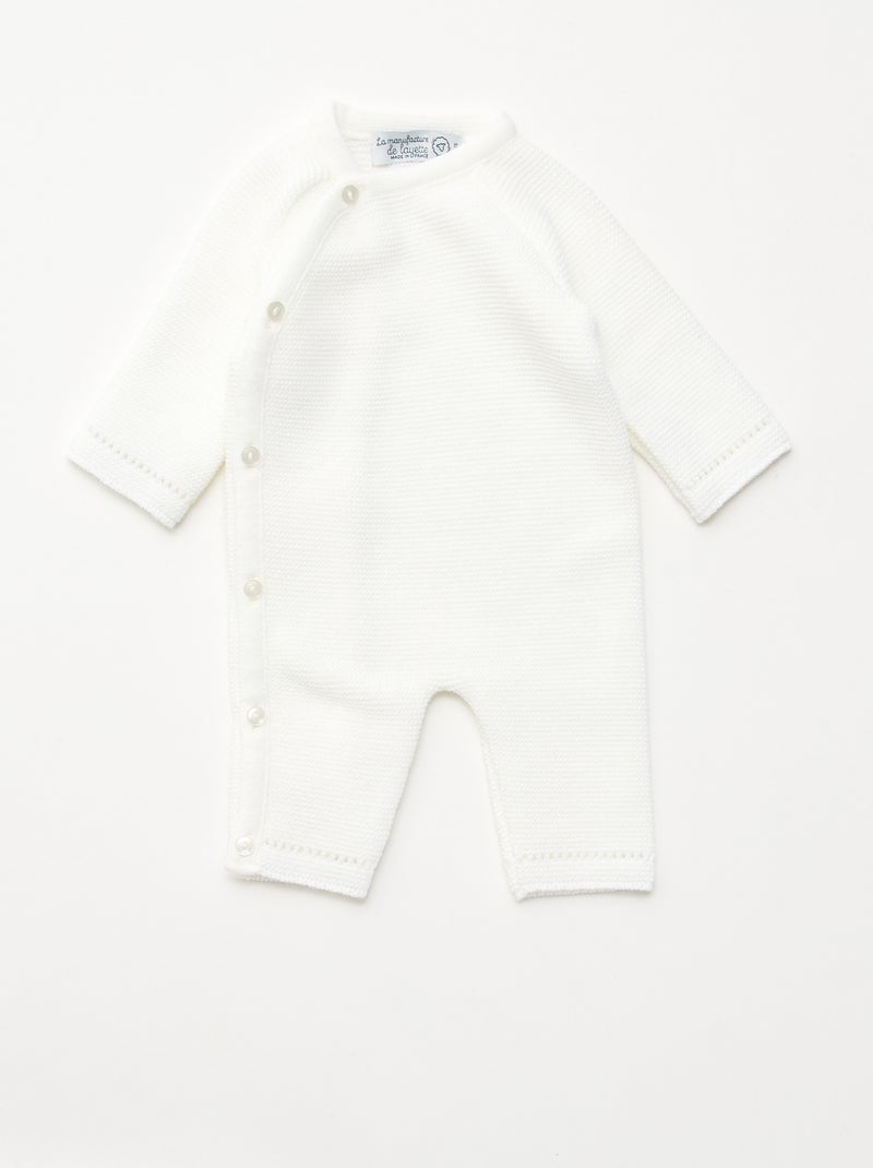 Macacão de Tricô 'La manufacture de Layette' Branco - Kiabi