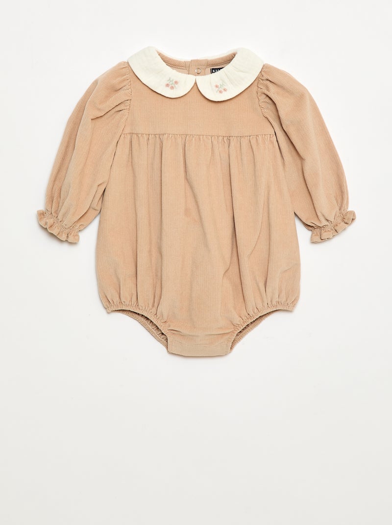 Macacão de Veludo Bege - Kiabi