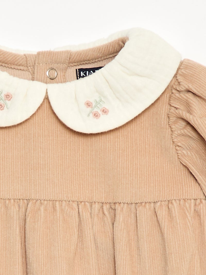 Macacão de Veludo Bege - Kiabi