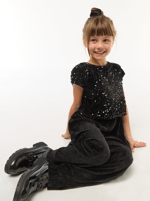 Macacão de veludo com lantejoulas - Kiabi