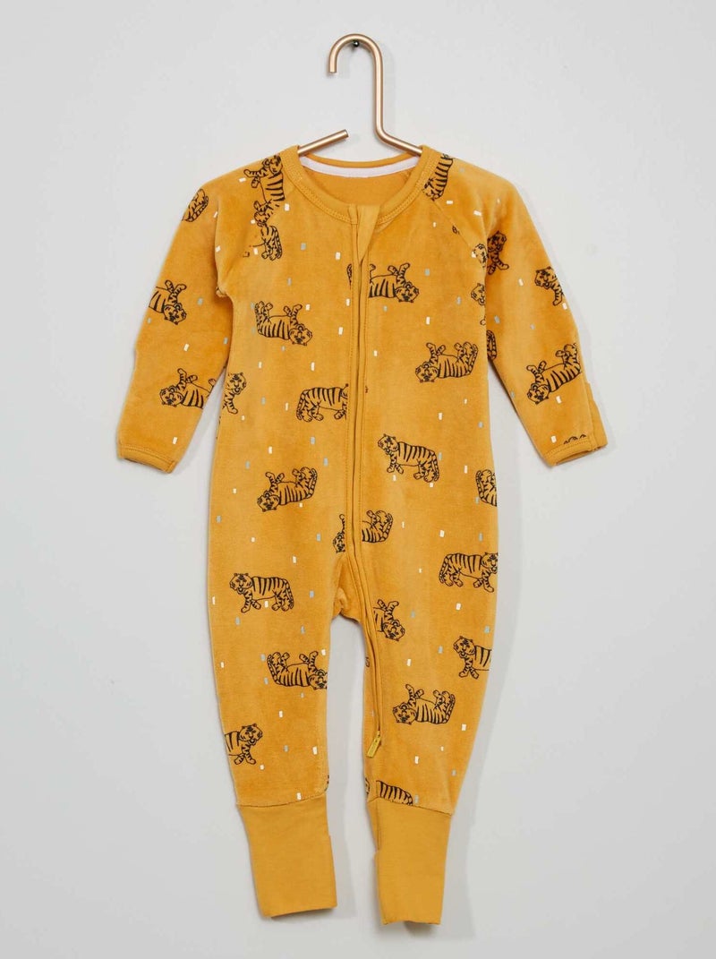 Macacão 'DIM baby' de veludo AMARELO - Kiabi
