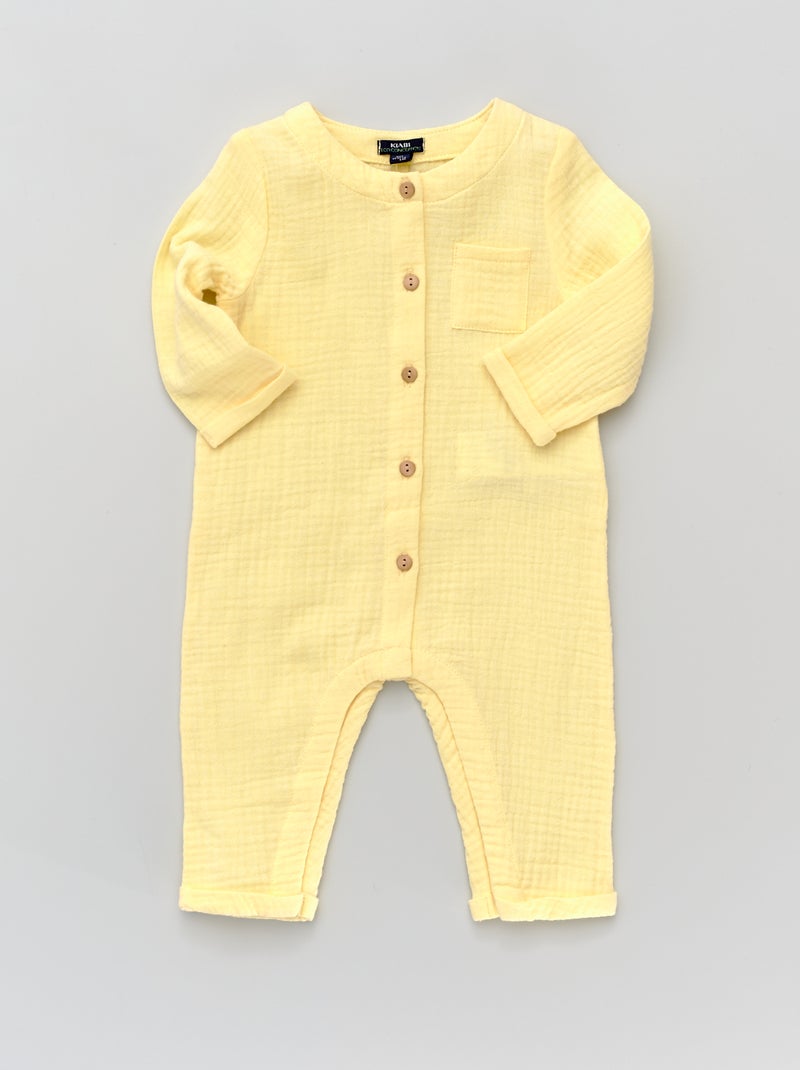 Macacão em gaze de algodão AMARELO - Kiabi