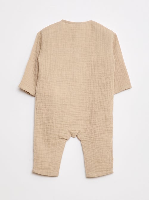 Macacão em gaze de algodão de manga comprida - Kiabi