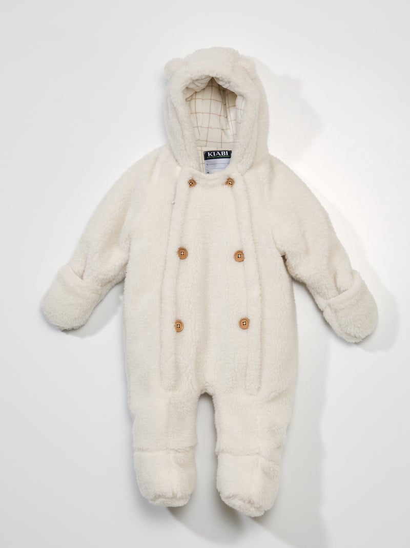 Macacão em malha peluche BRANCO - Kiabi