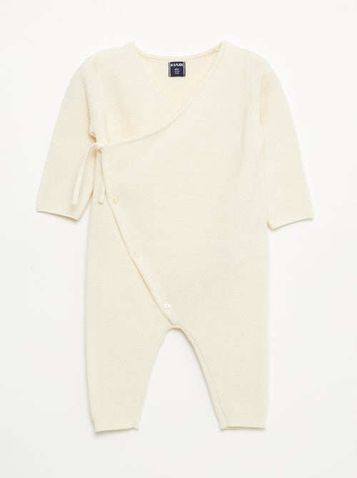 Macacão em tricô com abertura cache-cœur - Kiabi