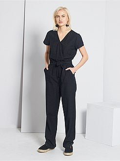 Mulher do 34 até 48 - Macacão em viscose e linho - Kiabi