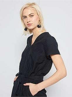 Mulher do 34 até 48 - Macacão em viscose e linho - Kiabi