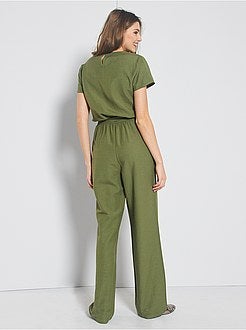 Macacão em viscose e linho - Kiabi