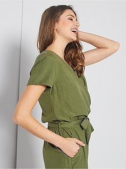 Macacão em viscose e linho - Kiabi