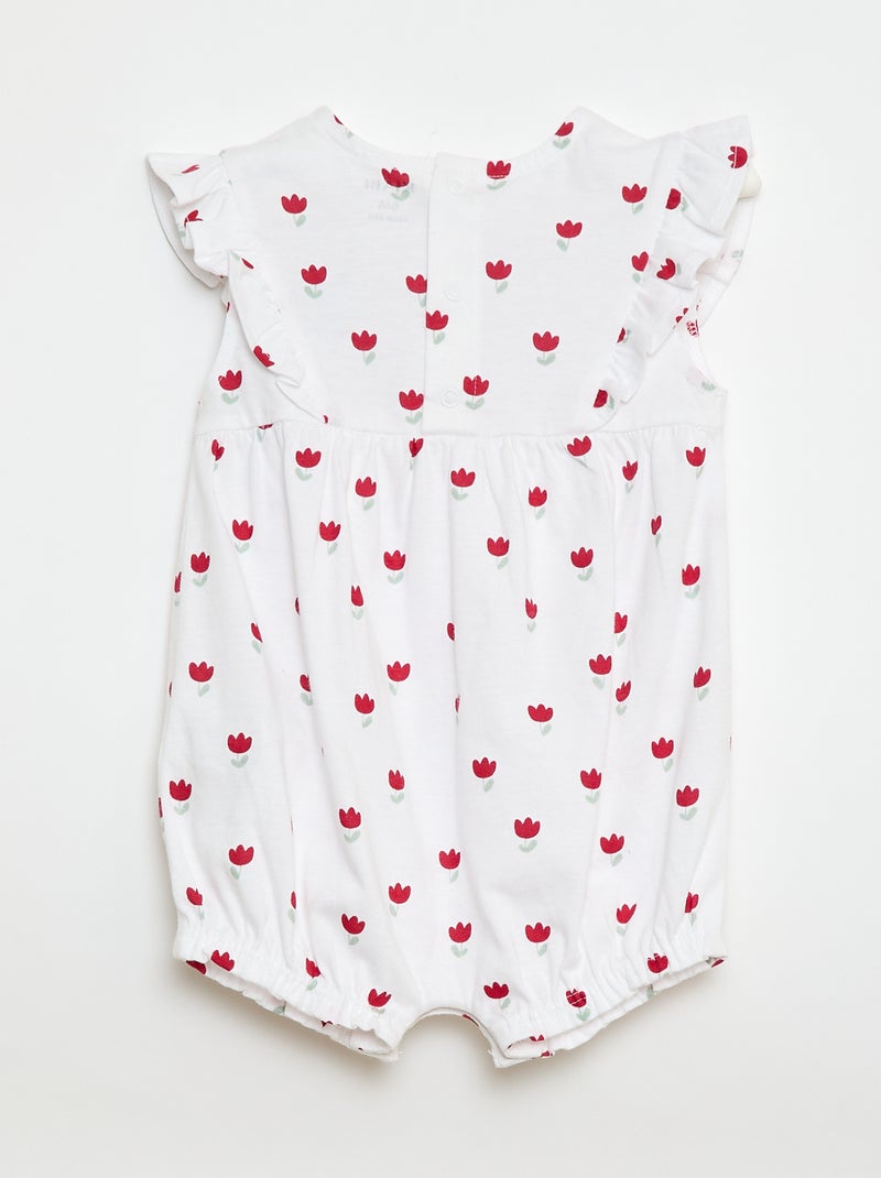 Macacão estampado em algodão Branco - Kiabi