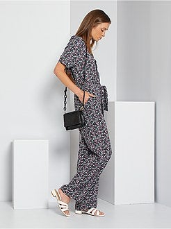 Macacão fluido com estampado 'flores' - Kiabi