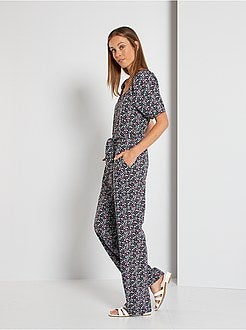 Macacão fluido com estampado 'flores' - Kiabi