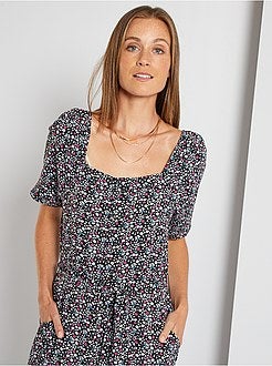 Macacão fluido com estampado 'flores' - Kiabi