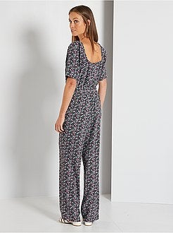 Macacão fluido com estampado 'flores' - Kiabi