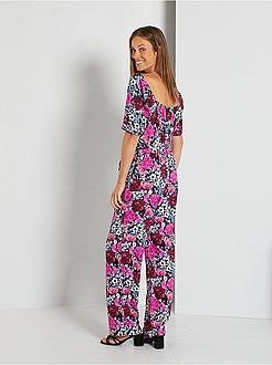 Macacão fluido com estampado 'flores' - Kiabi