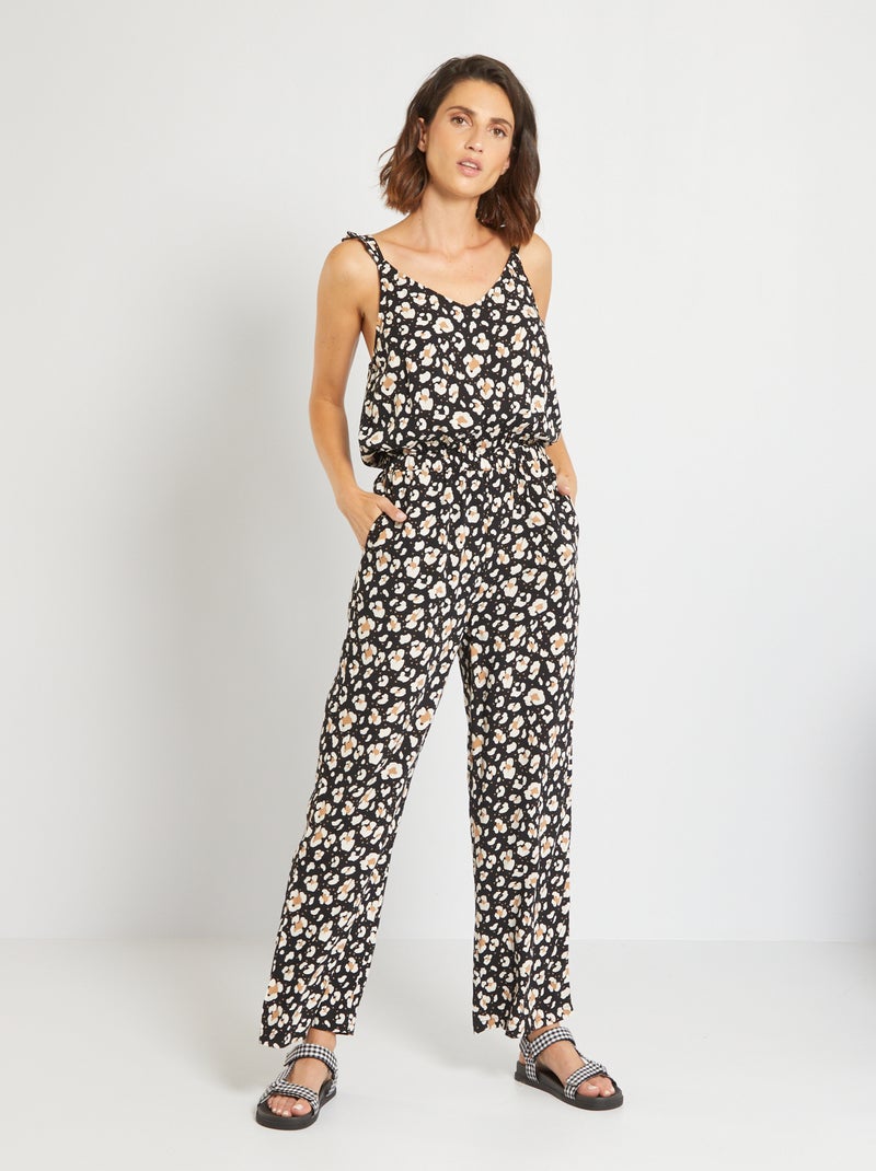 Macacão fluido leopardo PRETO - Kiabi
