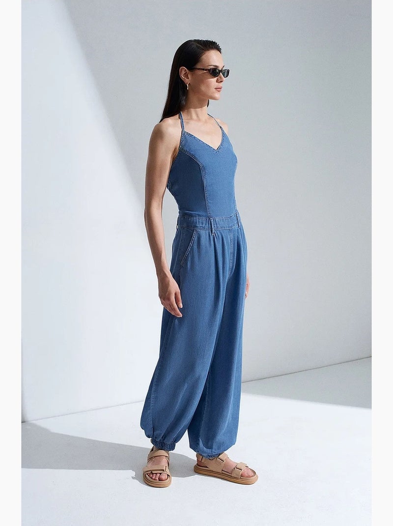 Macacão halter de perna larga dilvin Azul-safira - Kiabi