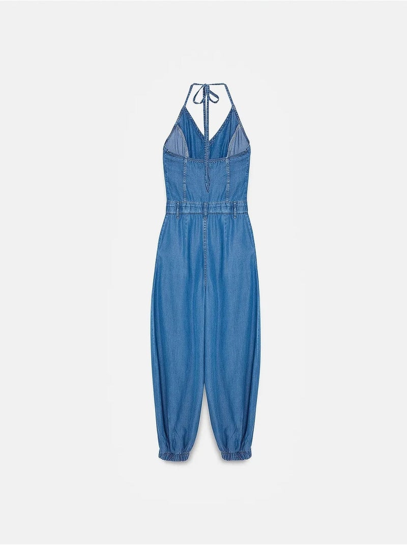 Macacão halter de perna larga dilvin Azul-safira - Kiabi