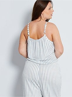 Macacão largo em malha às riscas - Kiabi