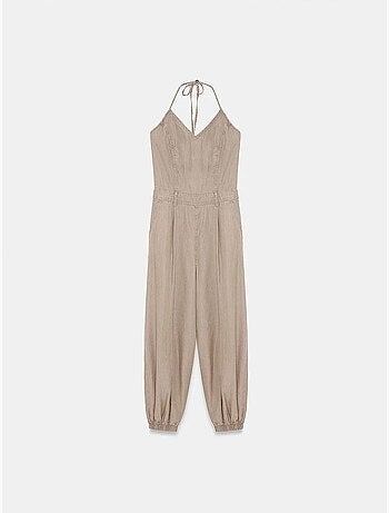 Macacão longo de tencel com decote halter dilvin