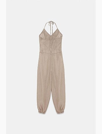 Macacão longo de tencel com decote halter dilvin