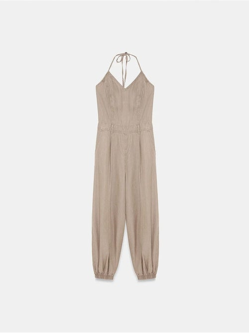 Macacão longo de tencel com decote halter dilvin - Kiabi