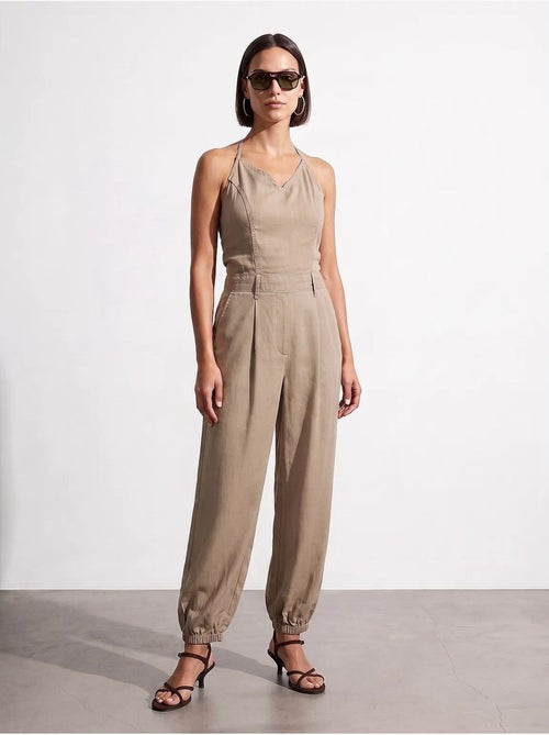 Macacão longo de tencel com decote halter dilvin - Kiabi