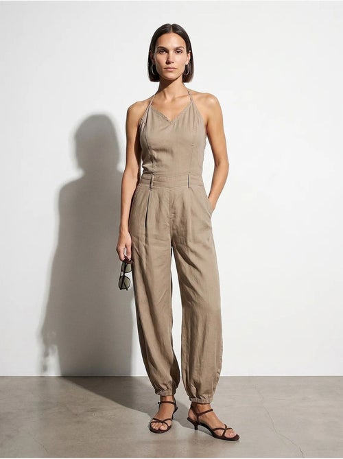 Macacão longo de tencel com decote halter dilvin - Kiabi