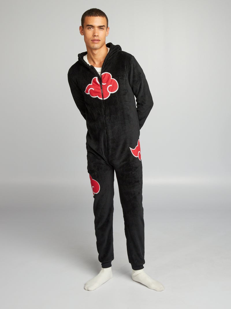 Macacão pijama em malha polar 'Naruto' Preto/ Vermelho - Kiabi