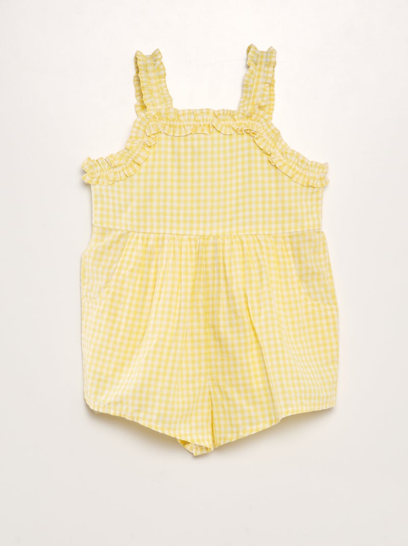 Macacão vichy em voile de algodão AMARELO - Kiabi