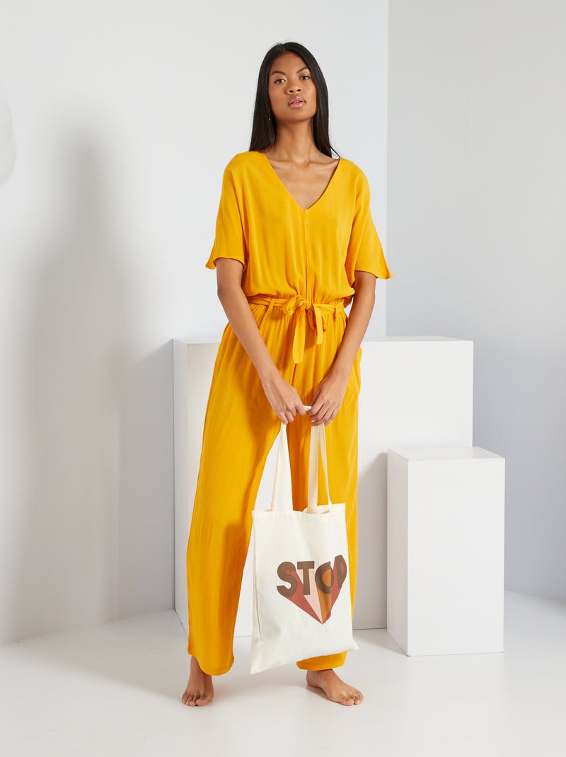 Macacão wide-leg fluido AMARELO - Kiabi