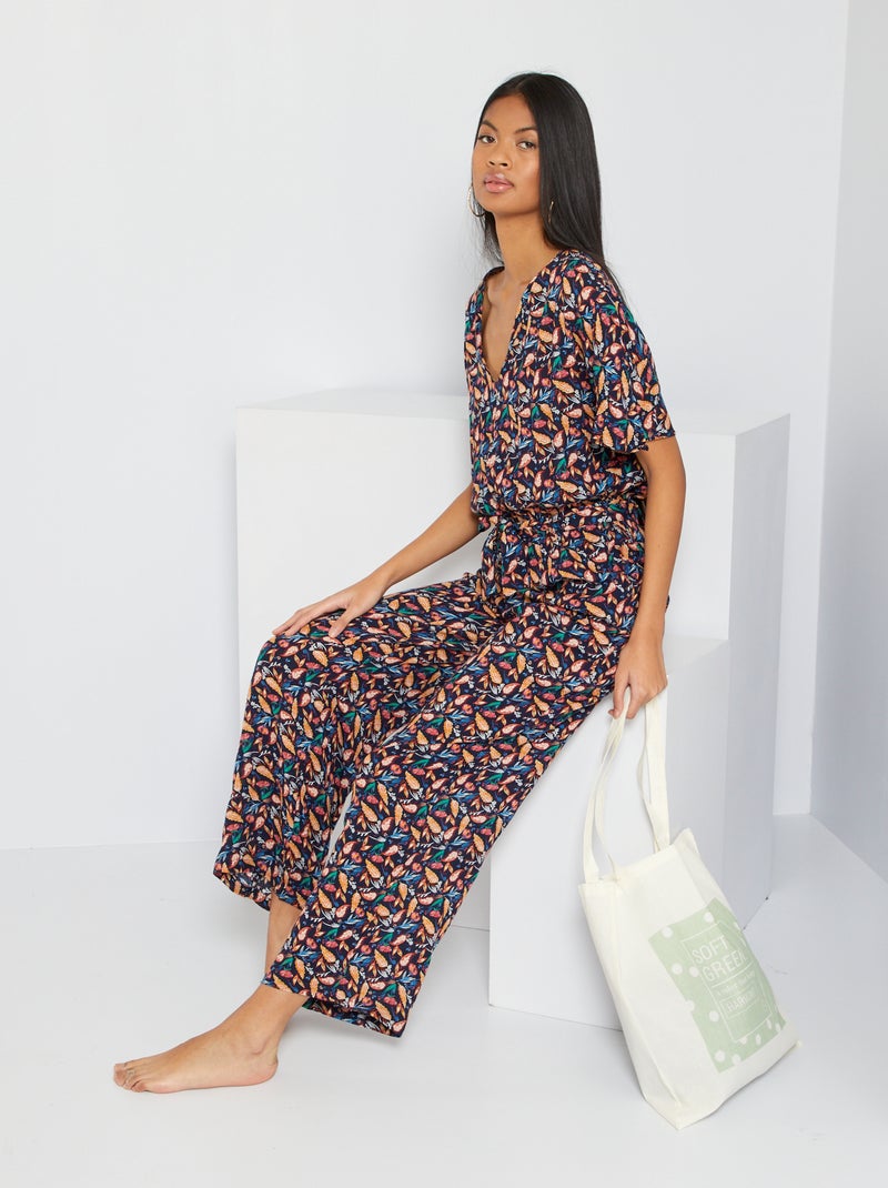 Macacão wide-leg fluido AZUL - Kiabi