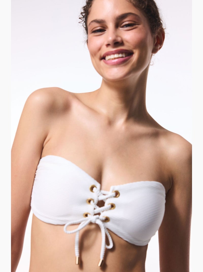 Maggie top de biquíni sem alças penti Branco - Kiabi